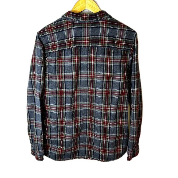 L.L. Bean Grey Stewart Tartan Plaid Relaxed Fit Flannel Shirt Size L - Picture 8 of 12